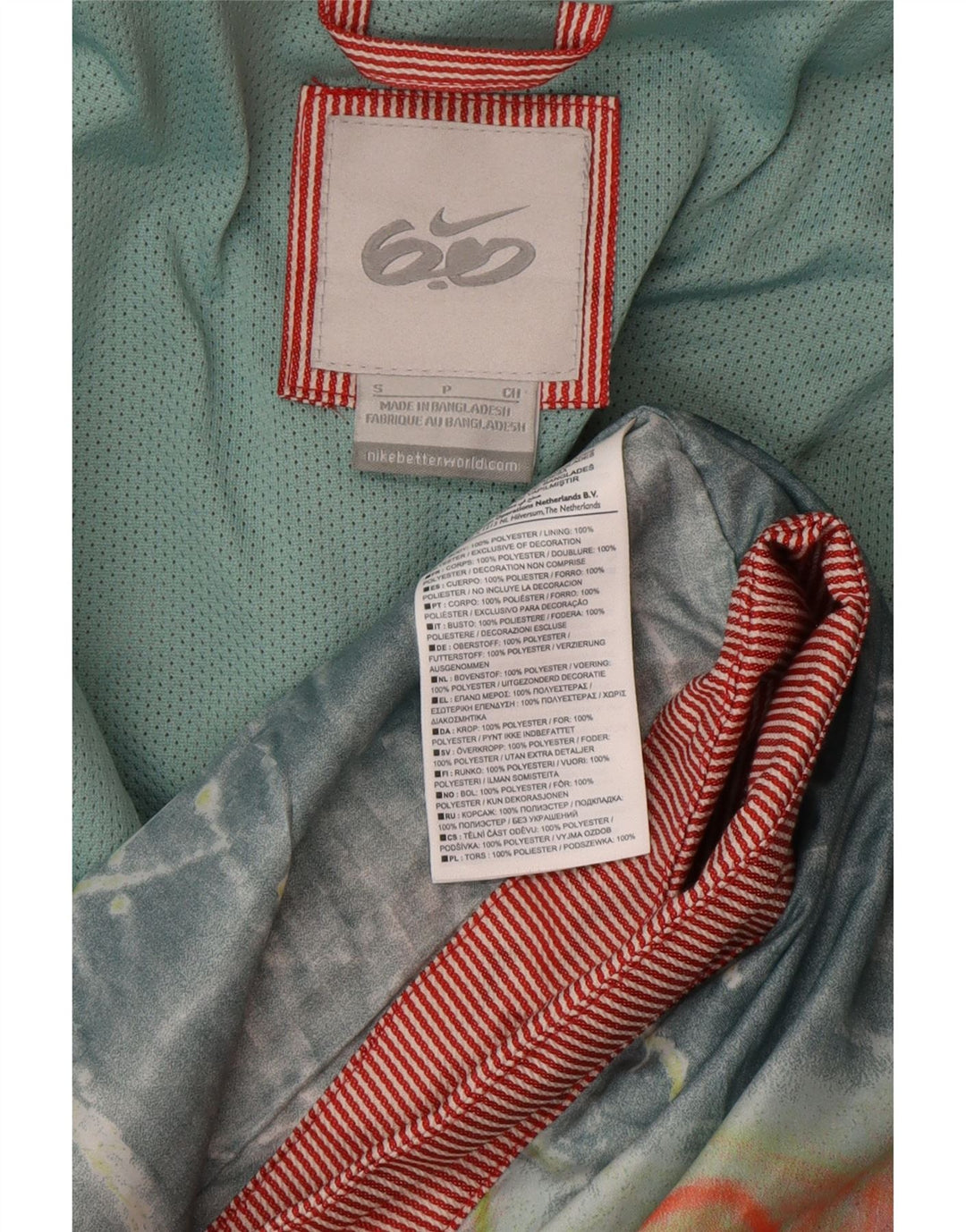 NIKE Womens Hooded Windbreaker Jacket UK 10 Small Red Pinstripe Polyester