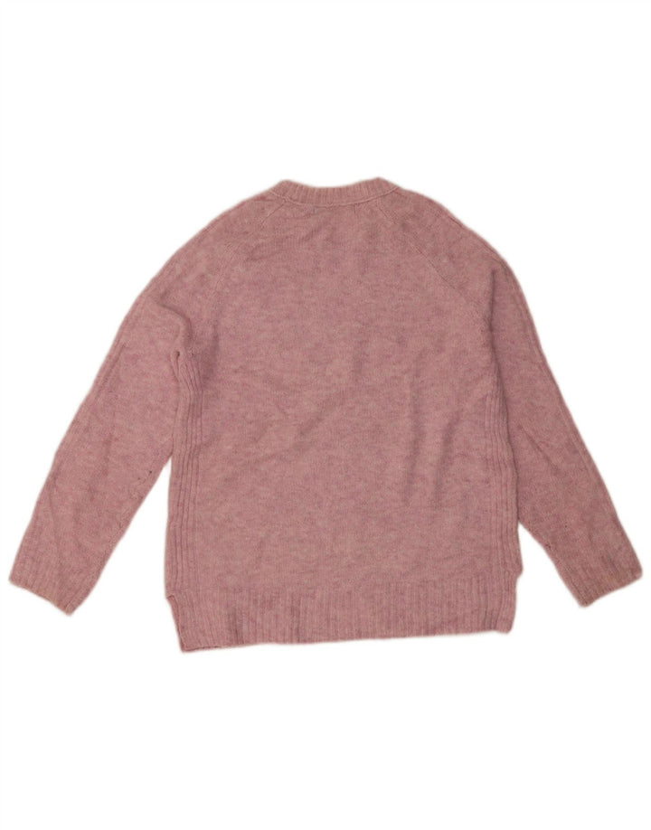 Marks & Spencer Damen-Pullover mit Rundhalsausschnitt, klein, rosa meliert, Acryl