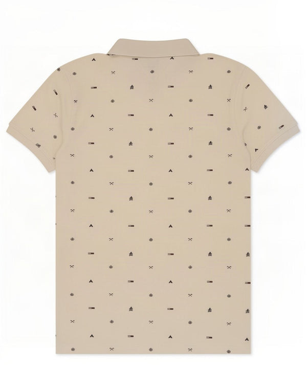 Tommy Hilfiger Mens Graphic Slim Fit Polo Shirt Large Off White Cotton