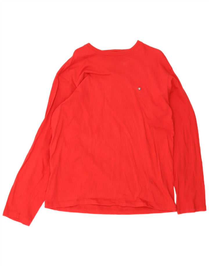 Champion Mens Top Long Sleeve 2XL Red Cotton