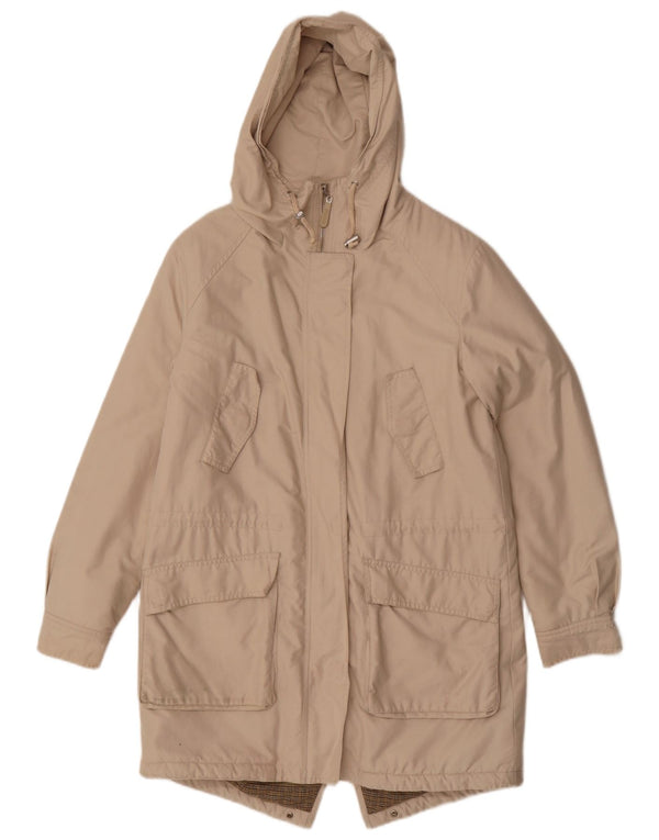 Hobbs Womens Oversized Parka Jacket UK 8 Small Beige Cotton