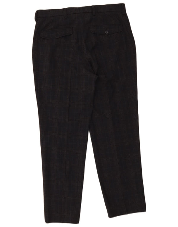 Pantaloni da abito vestibilità regolare da uomo Marks & Spencer W32 L29 blu navy a quadri