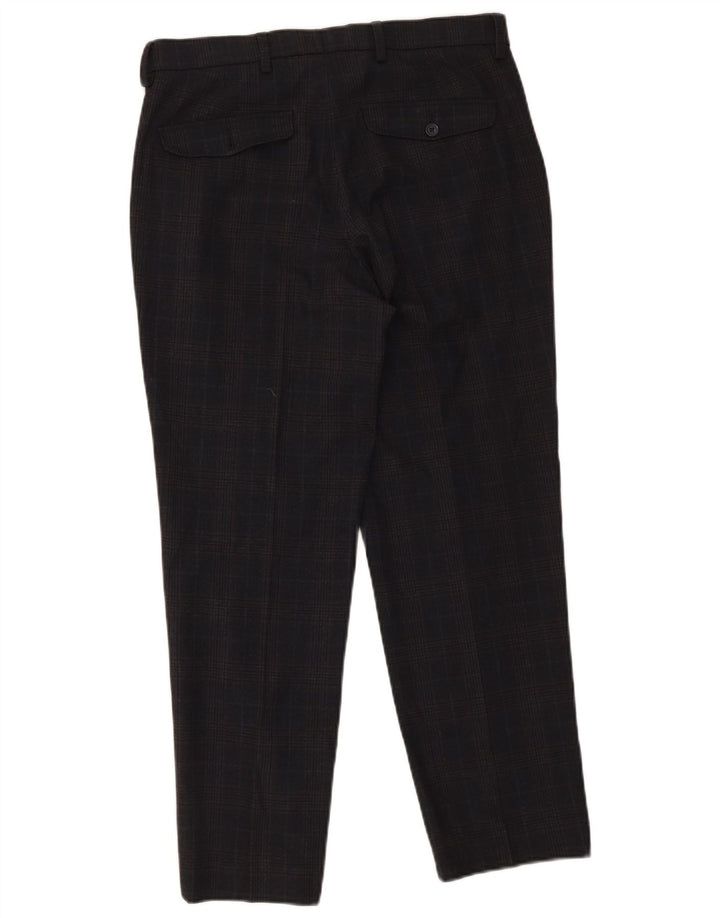 Pantaloni da abito vestibilità regolare da uomo Marks & Spencer W32 L29 blu navy a quadri