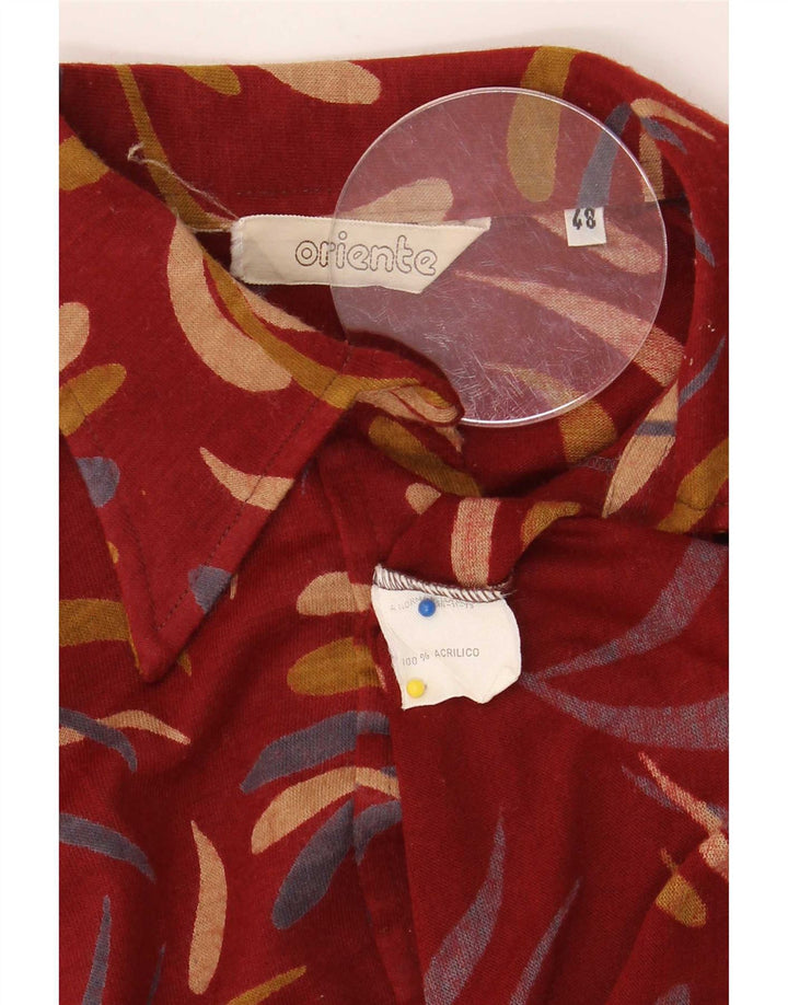 Camisa vintage con patrón abstracto para mujer IT 48 XL Acrílico rojo