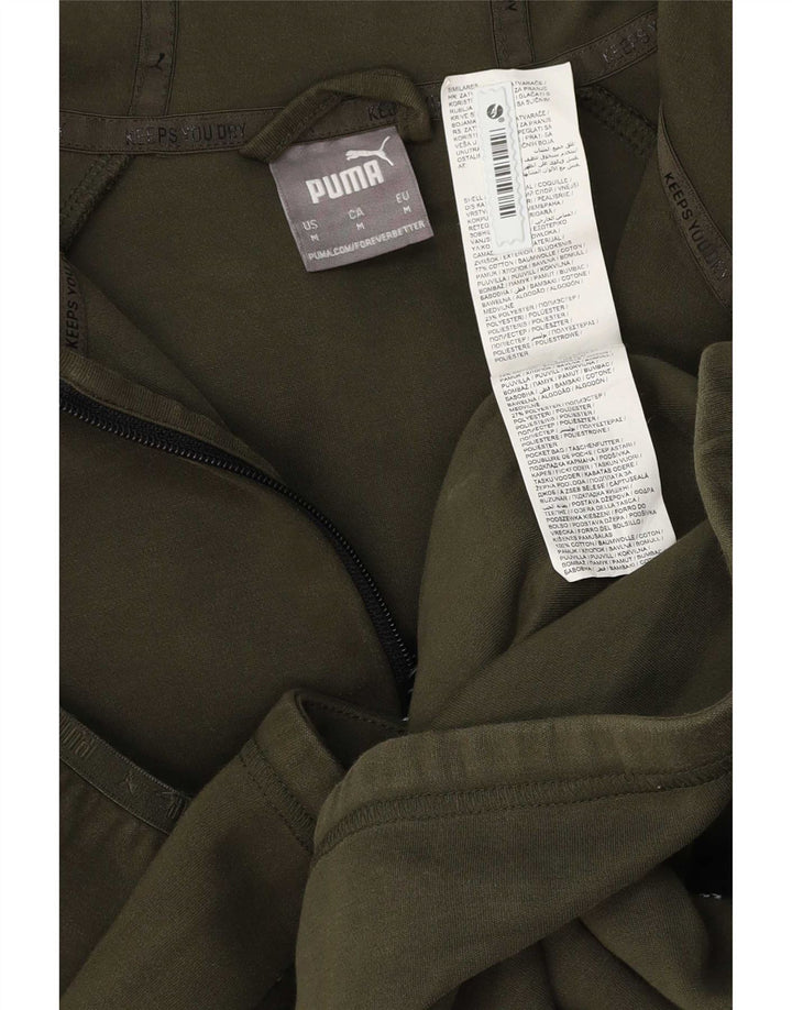 Puma Mens Zip Hoodie Sweater Medium Green Colourblock Cotton