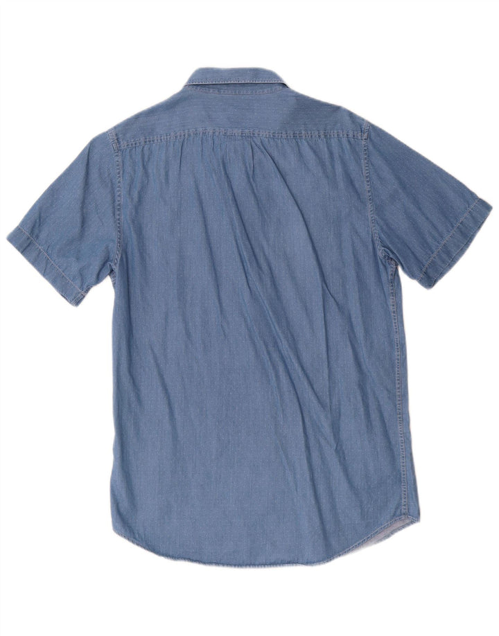 Lee Chemise en jean à manches courtes pour homme, coupe régulière, petit coton à pois bleu