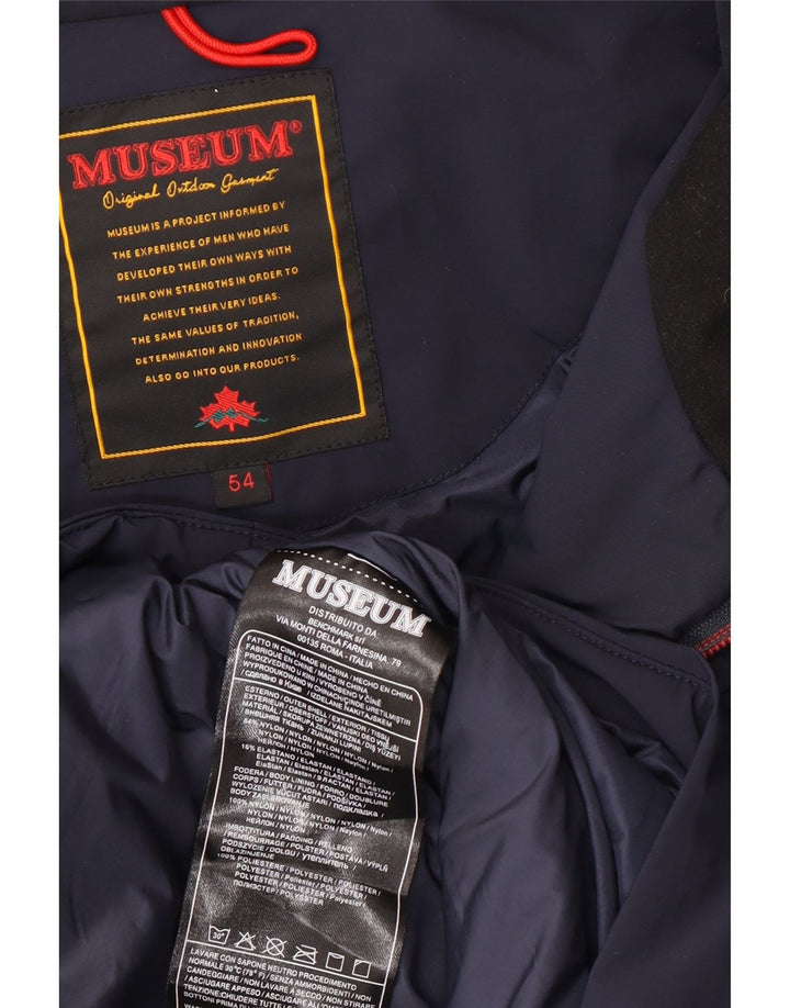 Museum Mens Hooded Parka Jacket IT 54 2XL Navy Blue Nylon