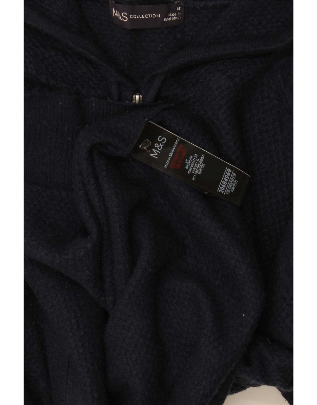 Marks & Spencer Womens Zip Hoodie Sweater UK 14 Medium Navy Blue Viscose