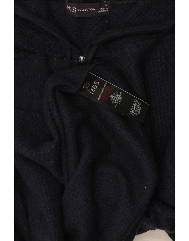 Marks & Spencer Womens Zip Hoodie Sweater UK 14 Medium Navy Blue Viscose