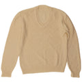 Maglione vintage da uomo con scollo a V, grande, bianco sporco, a rombi/diamante