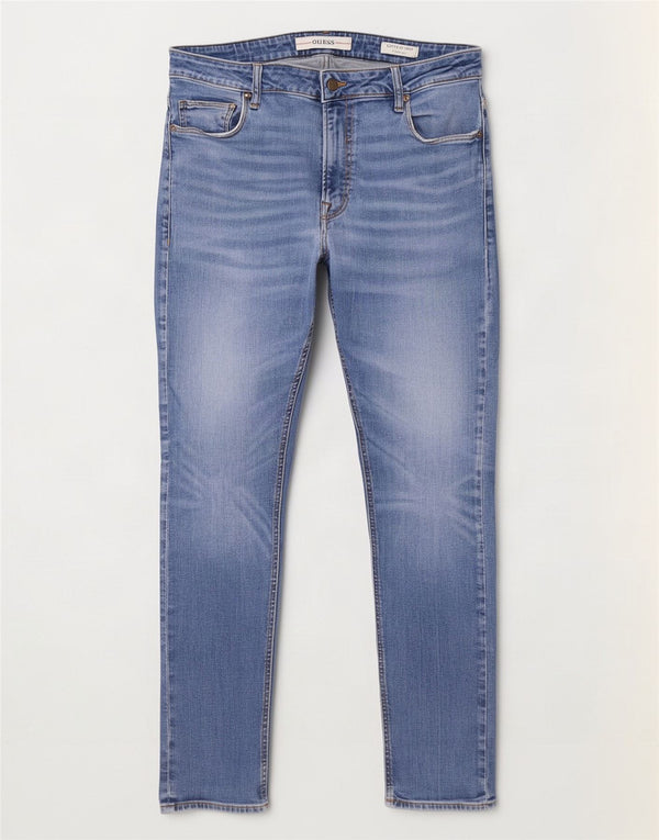 Guess Mens Chris Super Skinny Jeans W38 L32 Plavi pamuk