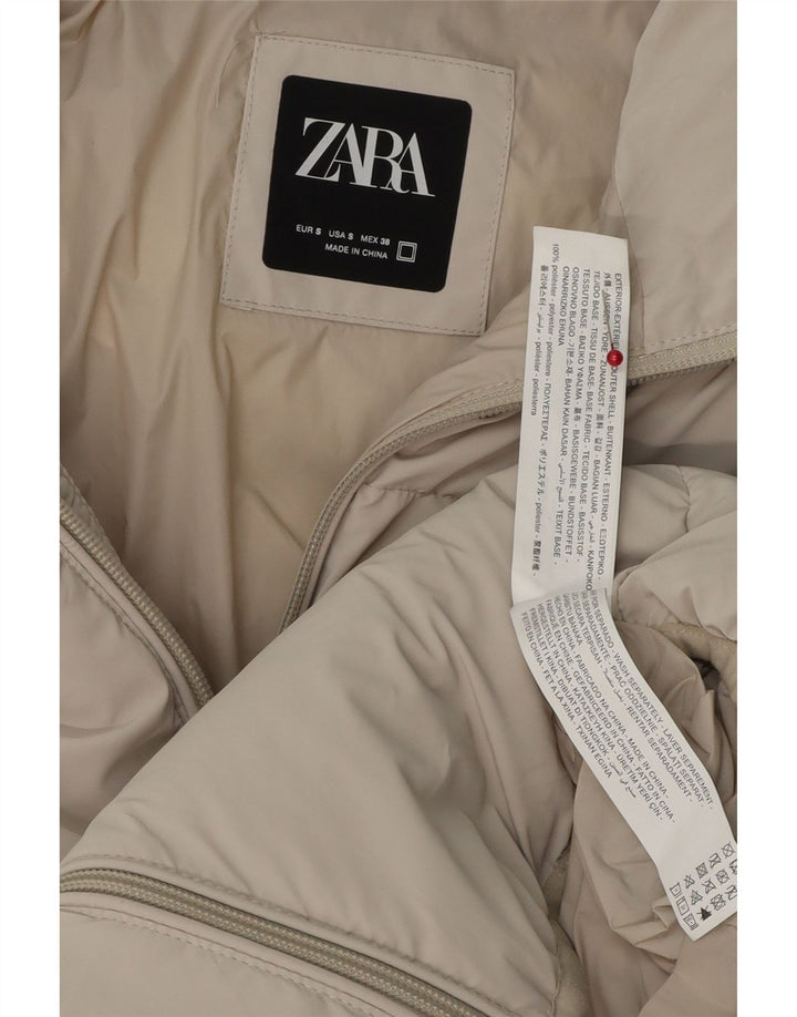 ZARA Mens Padded Jacket UK 36 Small Beige Polyester