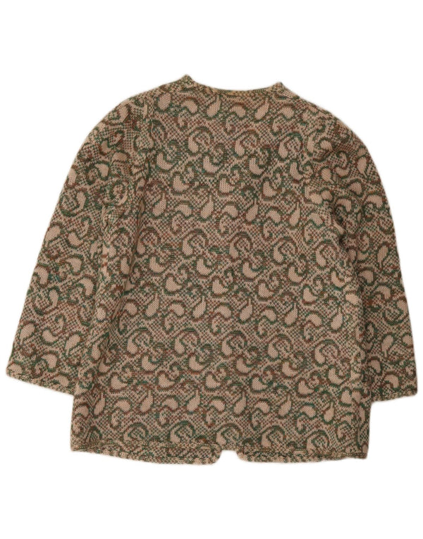 Vintage Womens Cardigan Sweater IT 46 Large Khaki Paisley Wool