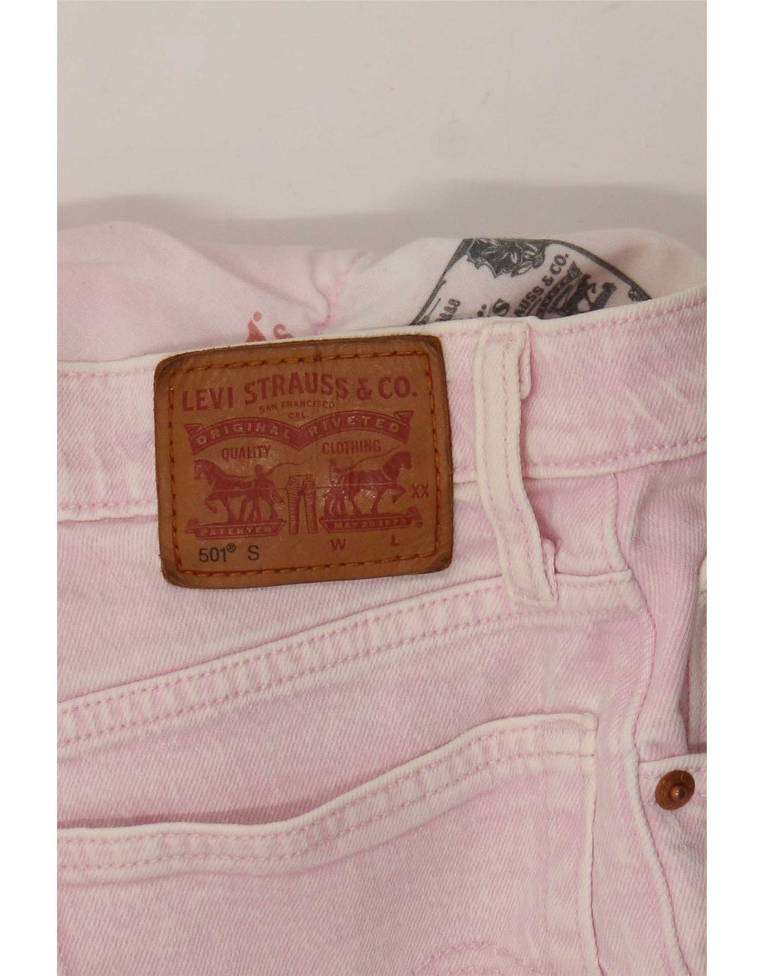 Calça jeans feminina Levi's 501 Straight pequena W27 L29 rosa