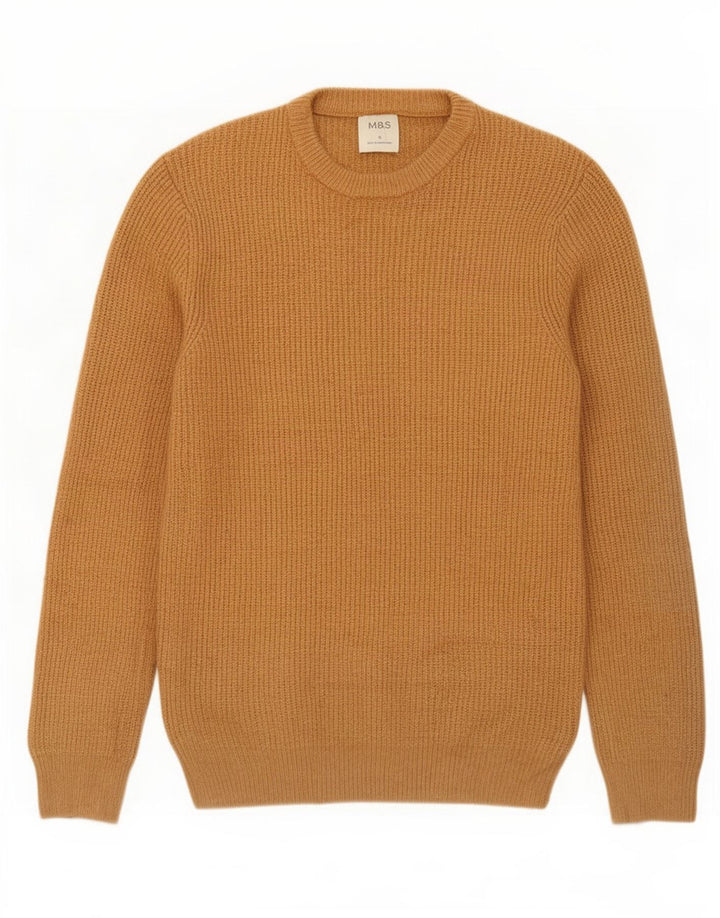 Marks & Spencer Herren-Pullover mit Rundhalsausschnitt, Größe S, Gelb, Polyamid