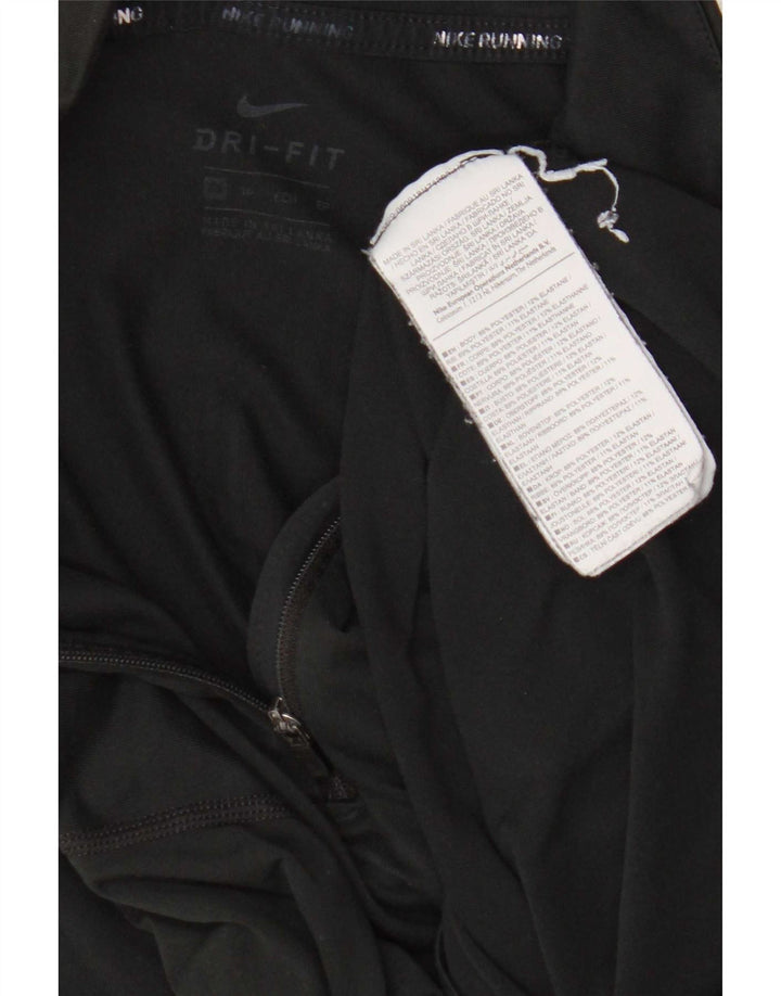 Nike Womens Dri Fit Zip Neck Pullover Trainingsanzug Top UK 6 XS Schwarz Polyester