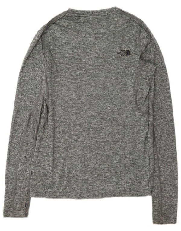 The North Face Womens Top Long Sleeve UK 6 XS Grey Flecked Polyester