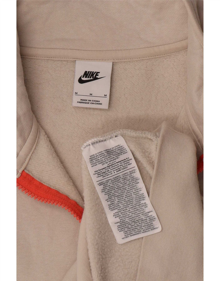Nike Mens Zip Neck Sweatshirt Jumper Medium Off White Cotton