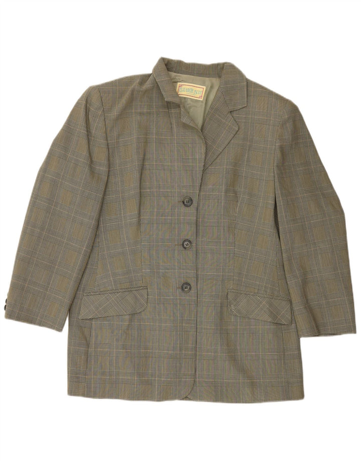 Damska marynarka zapinana na 3 guziki Elizabeth Ascot UK 18 XL, zielona pepitka