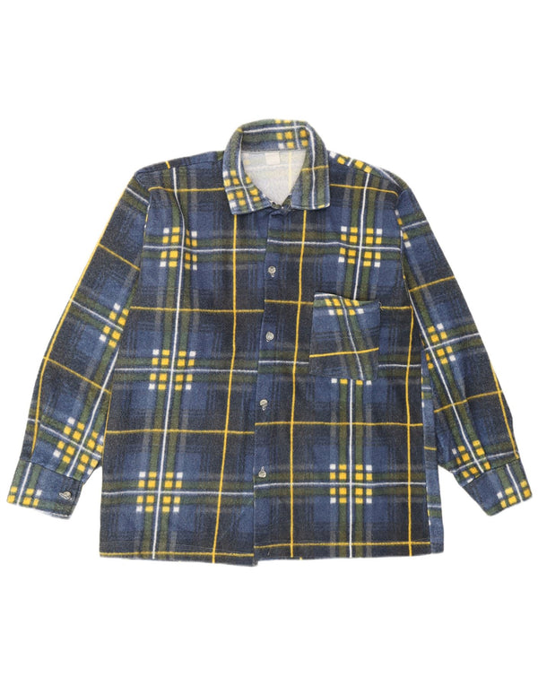 Vintage flannelskjorte til mænd, medium blå ternet