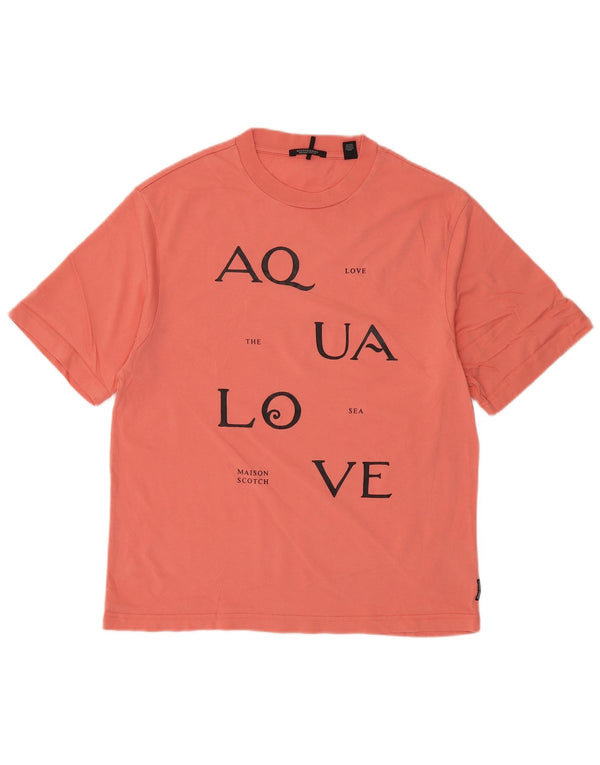 Scotch & Soda Hombre Camiseta Gráfica Top Small Rosa Algodón