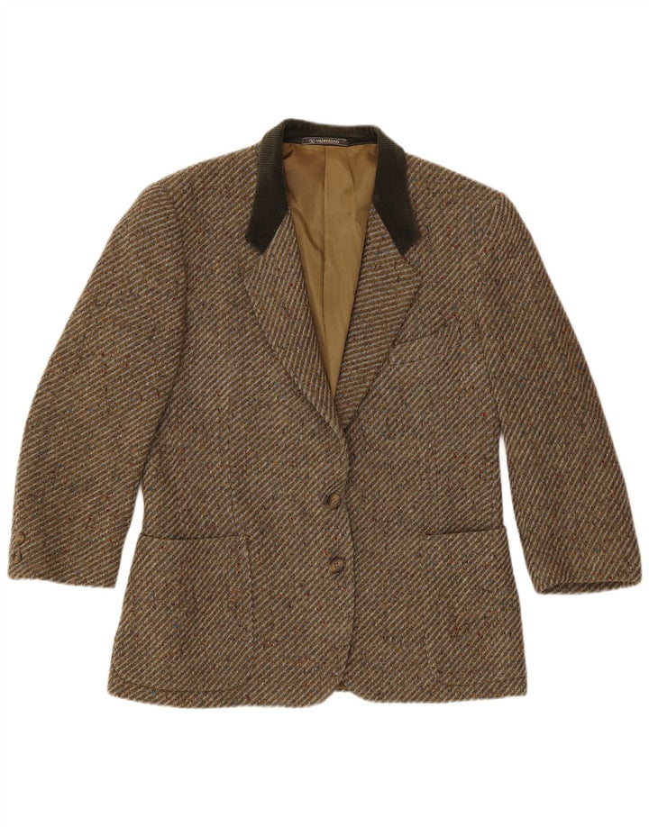 Valentino Womens 2 Button Blazer Jacket UK 16 Large  Khaki Herringbone