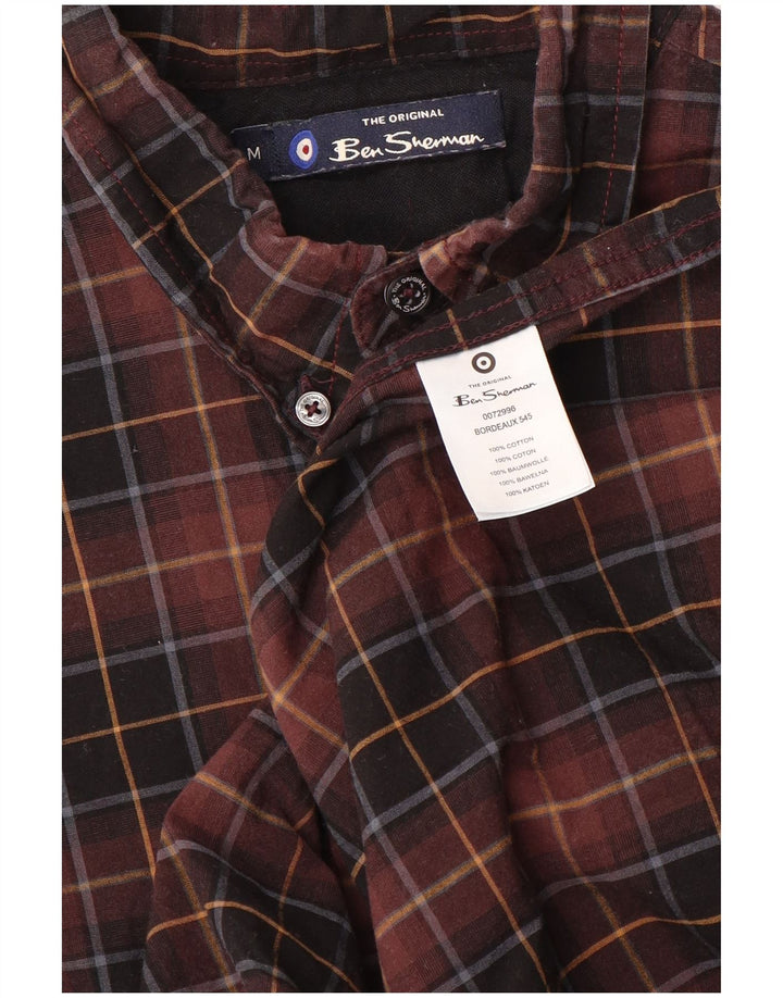 BEN SHERMAN Mens Flannel Shirt Medium Brown Check Cotton