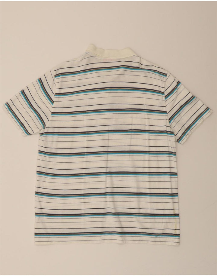 PUMA Mens Polo Shirt XL White Striped Cotton Vintage Puma and Second-Hand Puma from Messina Hembry 