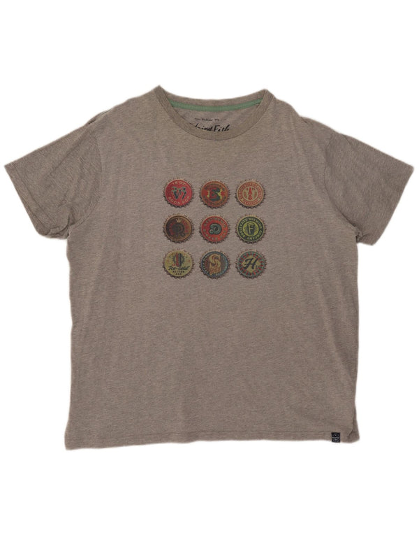 Weird Fish Herre grafisk T-shirt Top 4XL Grå Flecked Bomuld