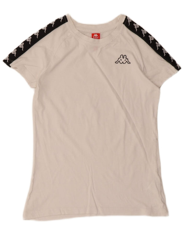 Kappa Womens Graphic T-Shirt Top UK 12 Medium White Colourblock Cotton