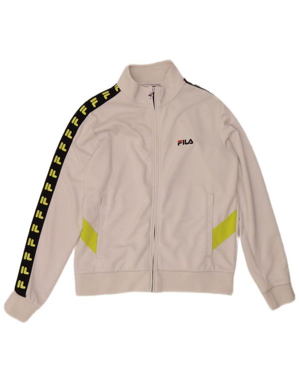 Fila Mens Graphic Tracksuit Top Jacket Medium White Colourblock Polyester