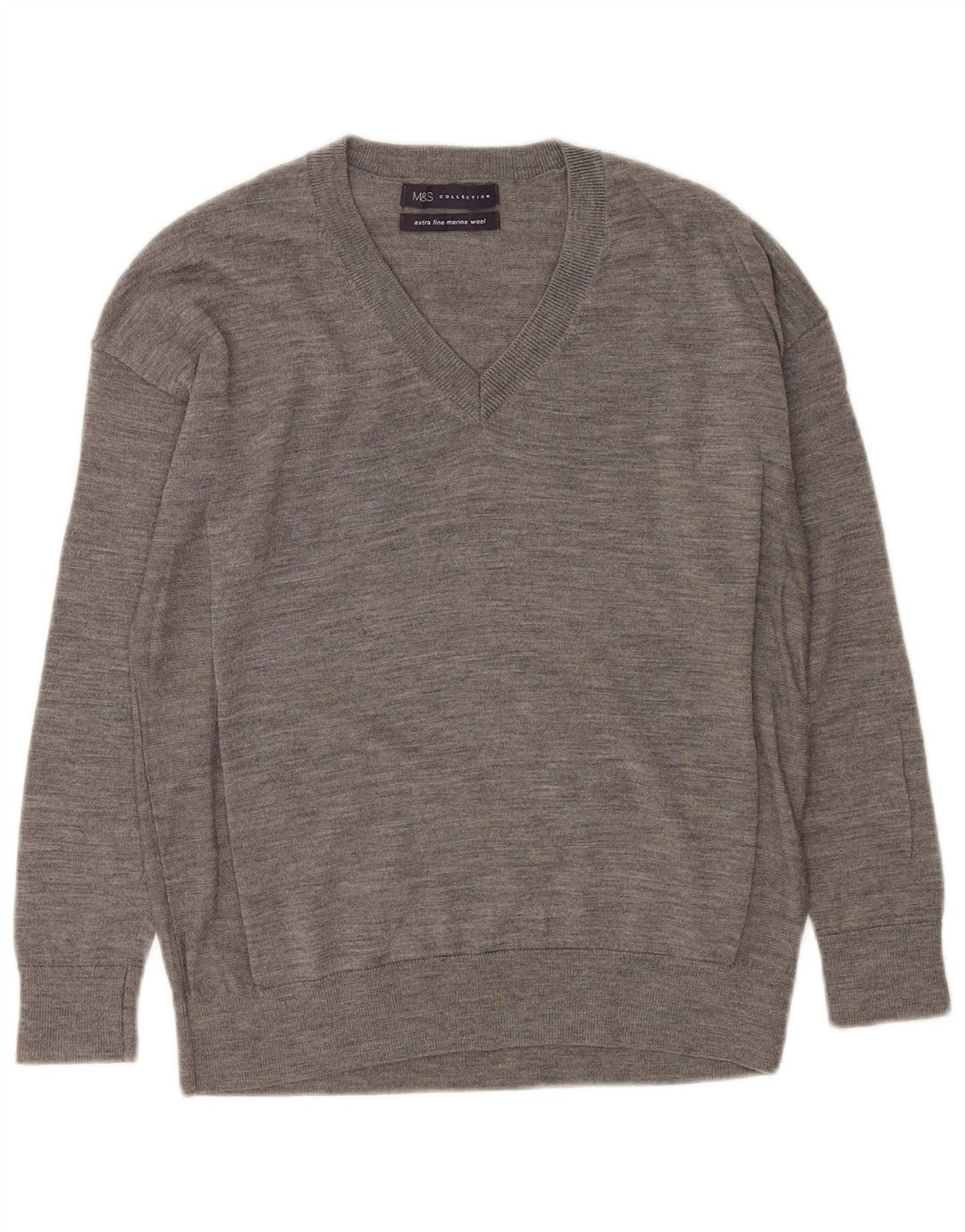 Marks & Spencer Damen-Pullover, übergroß, V-Ausschnitt, Gr. 6, XS, Grau