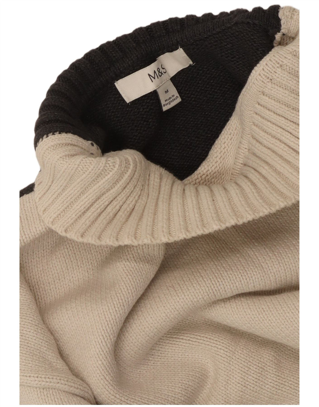 MARKS & SPENCER Maglione da donna con collo dolcevita UK 14 Medio Bianco
