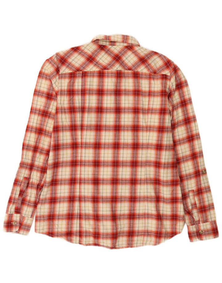 Eddie Bauer Womens Flannel Shirt UK 14 Medium Red Check Cotton