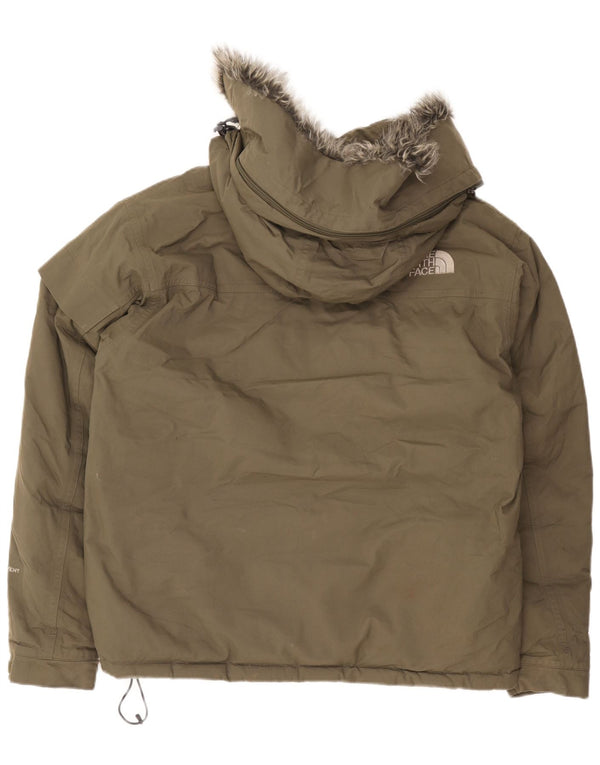 The North Face Mens Hooded Padded Jacket UK 38 Medium Khaki Nylon