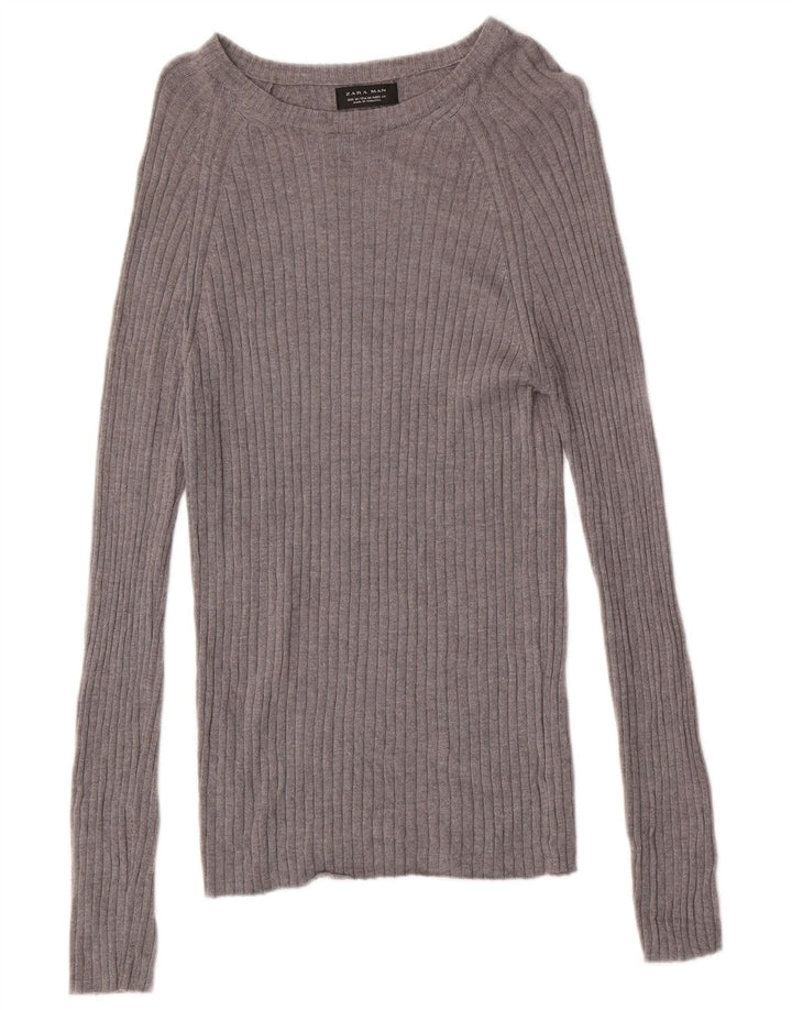 Zara Herren Top Langarm Mittelgrau