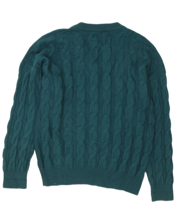 Fila Mens V-Neck Jumper Sweater IT 52 Large Green Virgin Wool