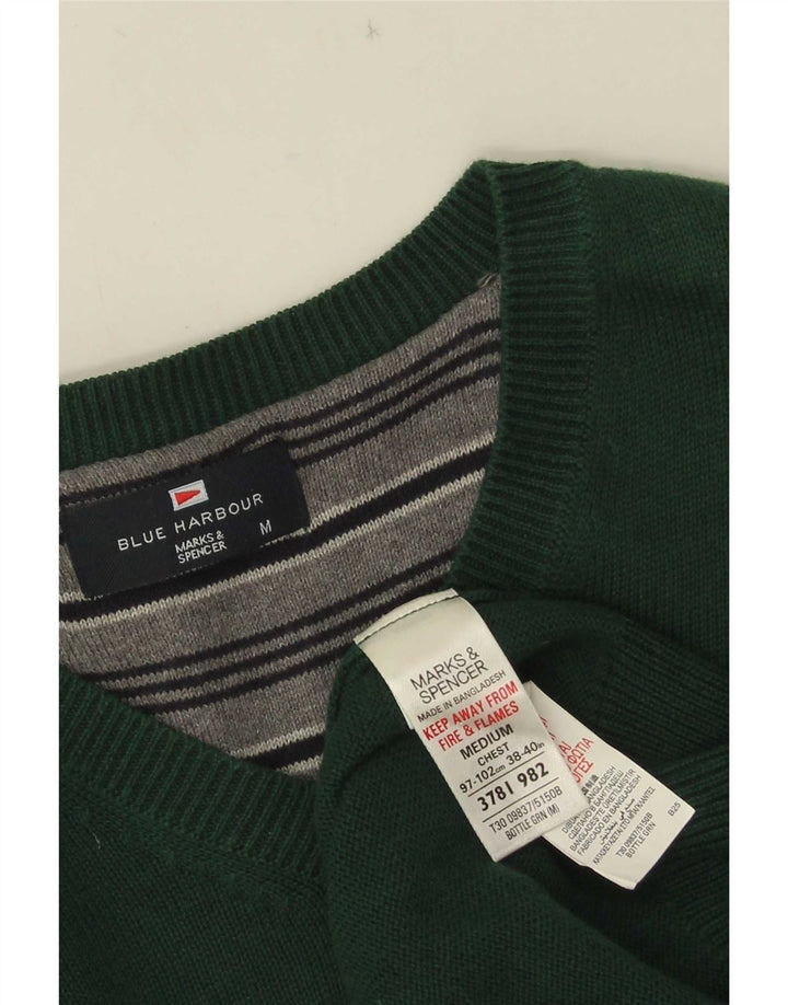 Marks & Spencer Herre Blue Harbor V-hals sweater mellemgrøn bomuld