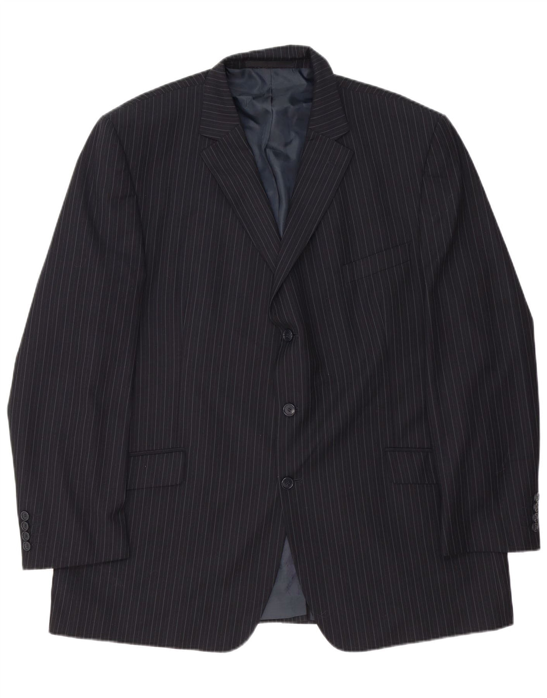 Marks & Spencer Herre 3-knaps blazerjakke UK 48 2XL Marineblå nålestribe