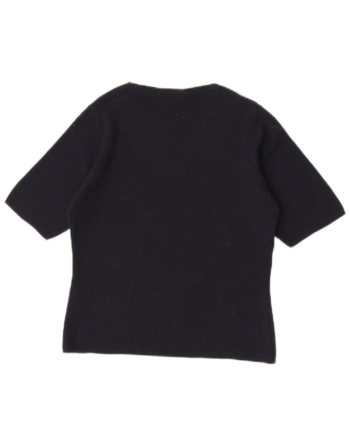 Marks & Spencer Womens Boat Neck Jumper Sweater UK 14 Medium Black