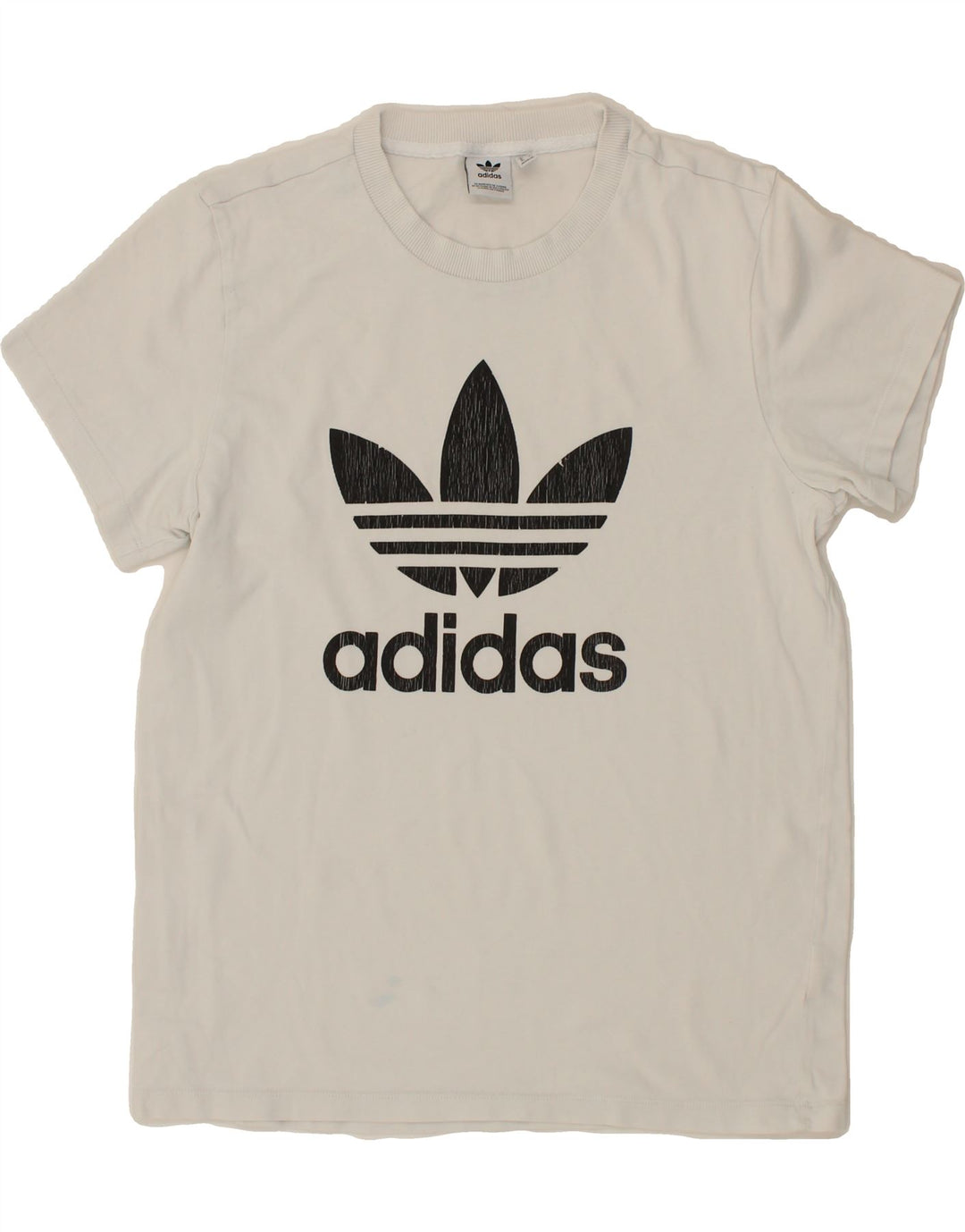 ADIDAS Womens Graphic T-Shirt Top UK 12 Medium White Vintage Adidas and Second-Hand Adidas from Messina Hembry 