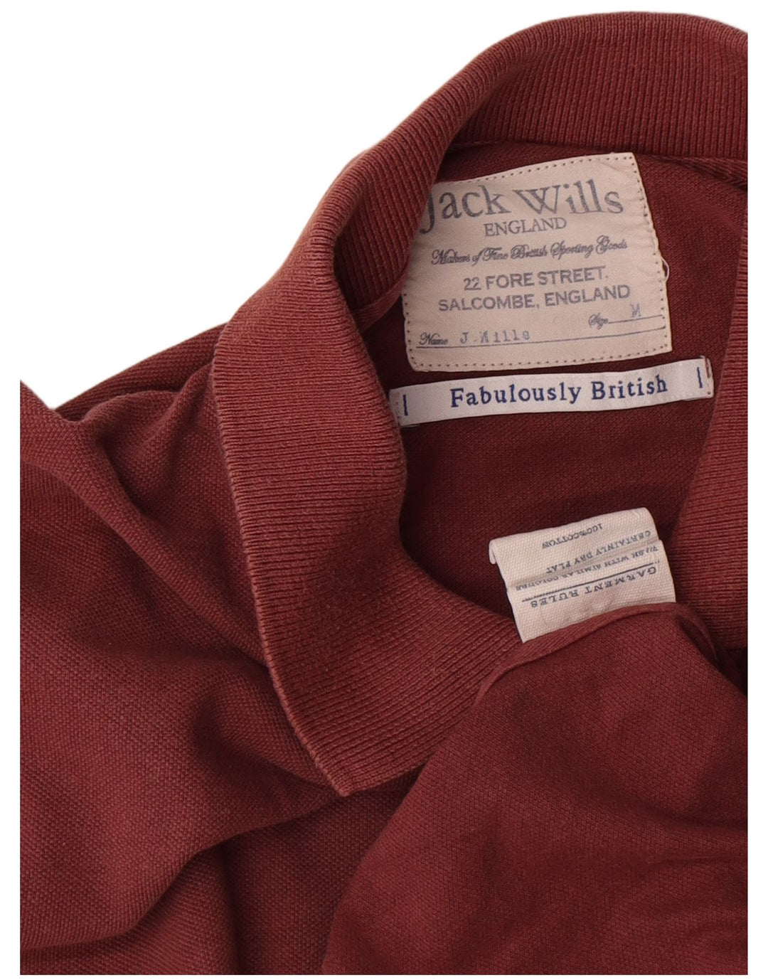 Jack Wills Mens Polo Shirt Medium Brown Cotton