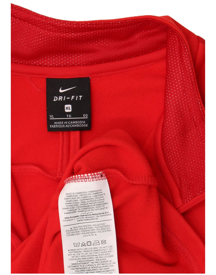Top della tuta pullover con zip e collo Nike Dri Fit da uomo XL rosso poliestere