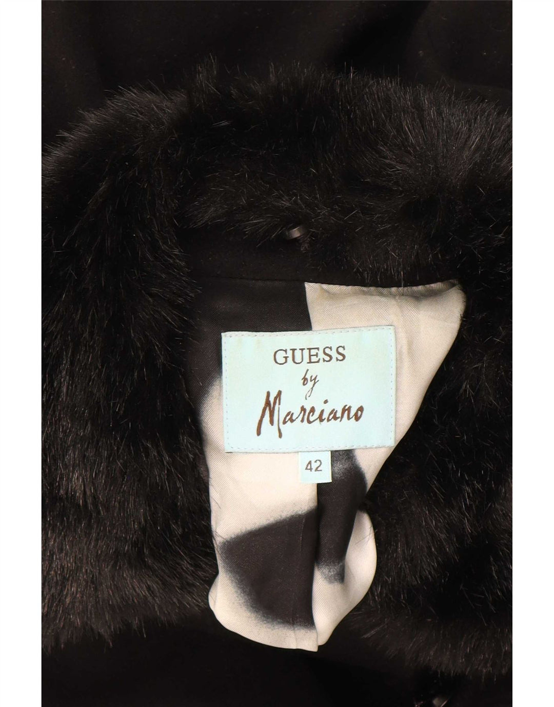 Guess By Marciano Womens Double Breasted Coat IT 42 Medium Black Wool