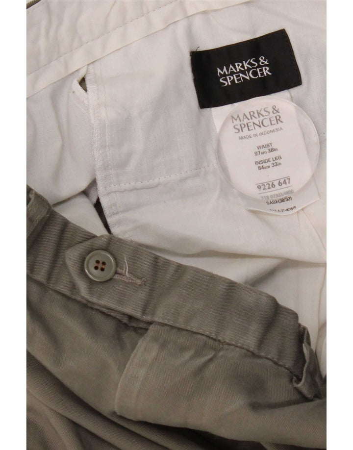 Marks & Spencer Herre Pegged Suit Bukser W38 L33 Khaki Polyester