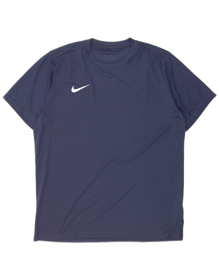 Nike Mens Dri Fit T-Shirt Top 2XL Navy Blue Polyester