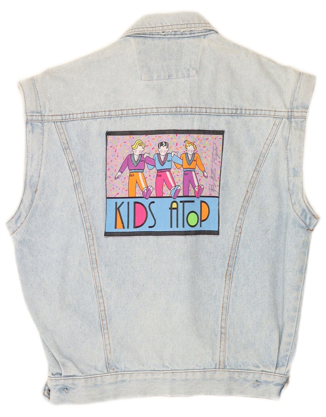 Casucci Boys Graphic Denim Gilet 9-10 Years Blue Cotton