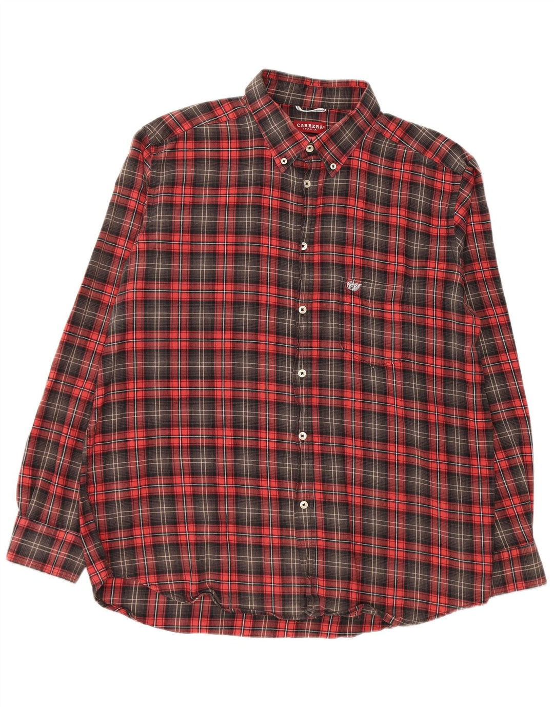 CARRERA Mens Regular Fit Flannel Shirt 2XL Red Check Cotton