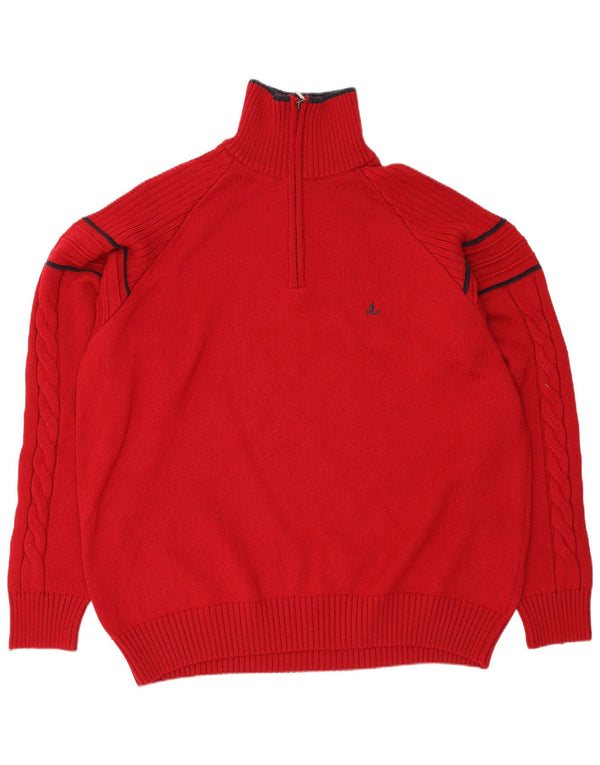 Navigare Pull col zippé pour homme 2XL Rouge Laine mérinos