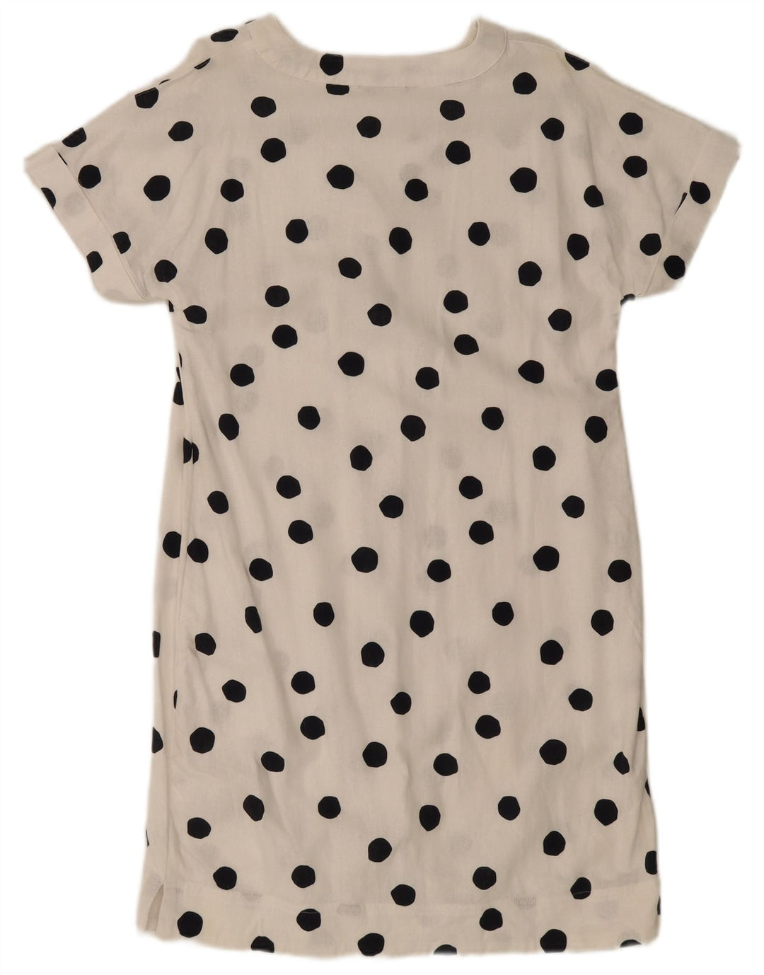 Marks & Spencer Womens A-Line Dress UK 14 Medium White Polka Dot Flax